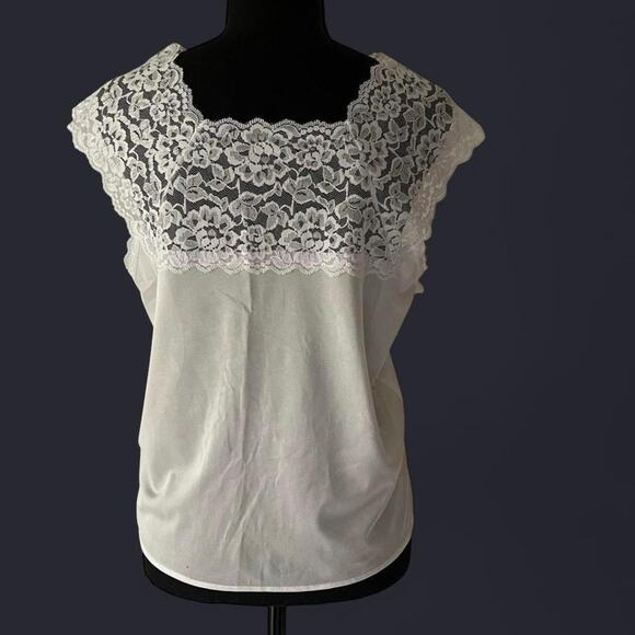 Vintage Y2K white lace cami womens m dainty slip coquette angel romantic sheer - Picture 3 of 7